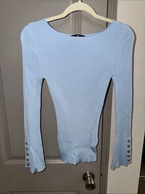 Banana republic gap Light Blue Ribbed Long-Sleeve sweater Top Button boho XS